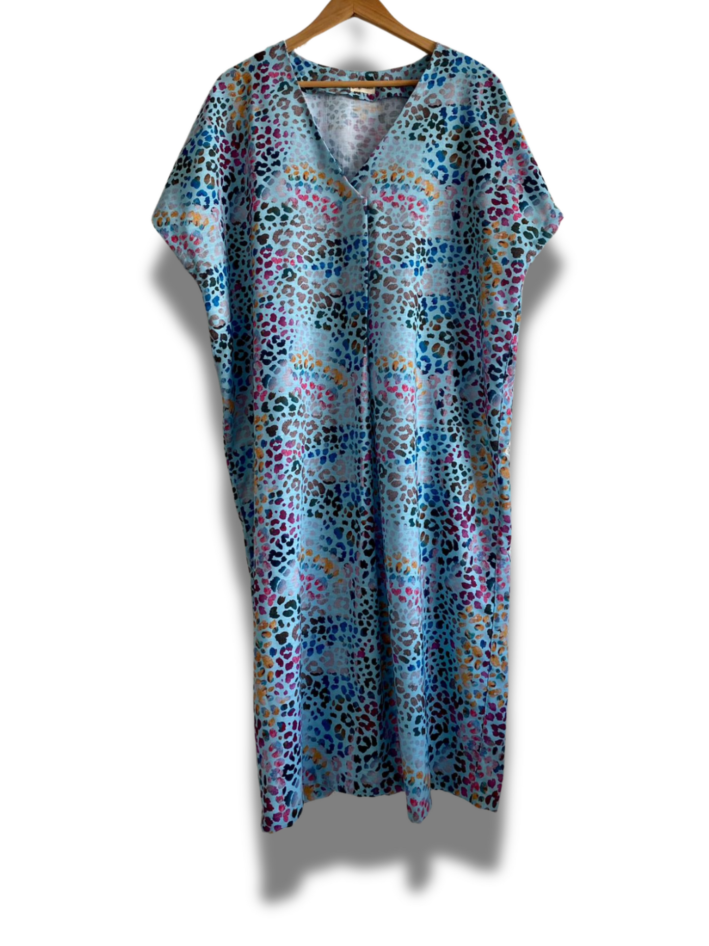 VESTIDO OVERSIZE animal print turquesa