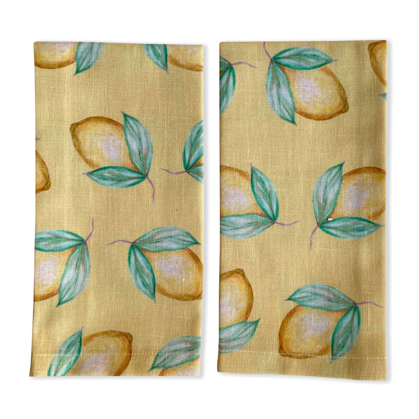 SET DE 2 SERVILLETAS DE MESA limones fondo amarillo