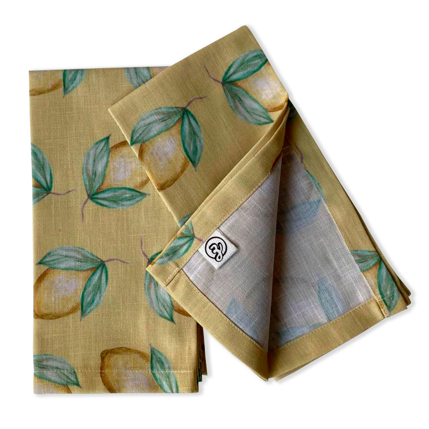 SET DE 2 SERVILLETAS DE MESA limones fondo amarillo
