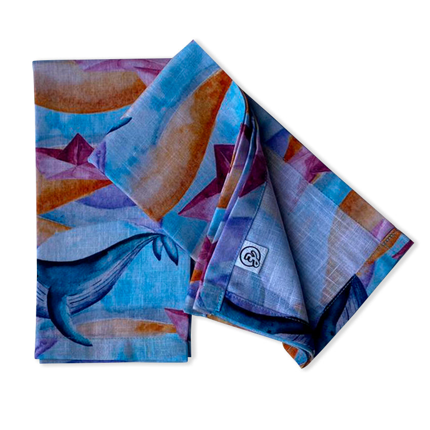 SET DE 2 SERVILLETAS DE MESA barcos y ballenas