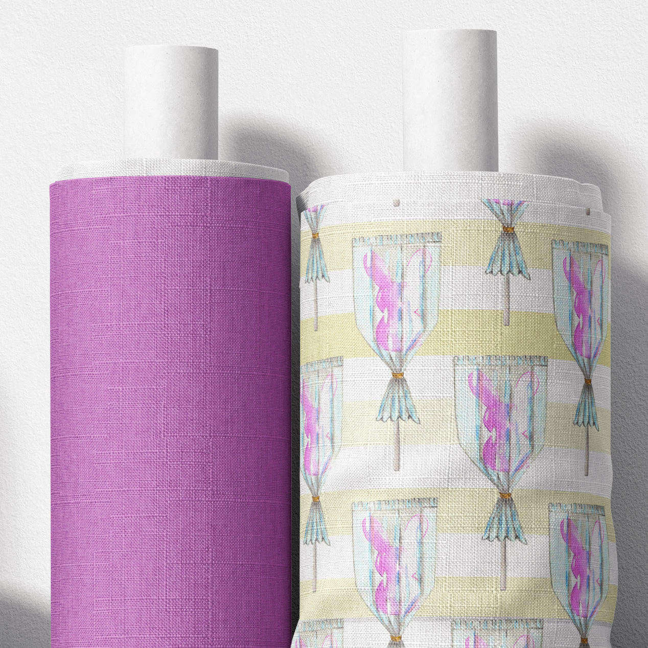 FUNDA DE DUVET CON FUNDA DECORATIVA PARA ALMOHADA paletas de conejo en rayas amarillas/rosa