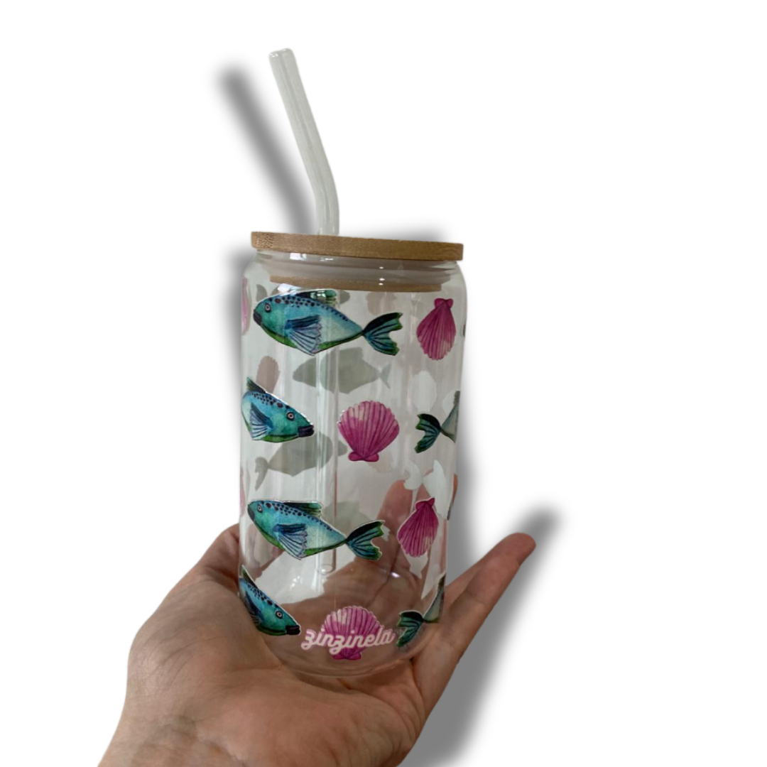 VASO conchas y peces