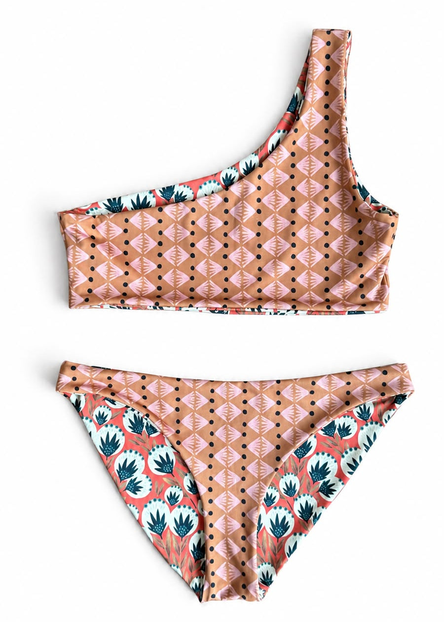 LARA top + BIANCA bottom • Print ámbar + Print oliva