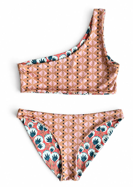 LARA top + BIANCA bottom • Print ámbar + Print oliva