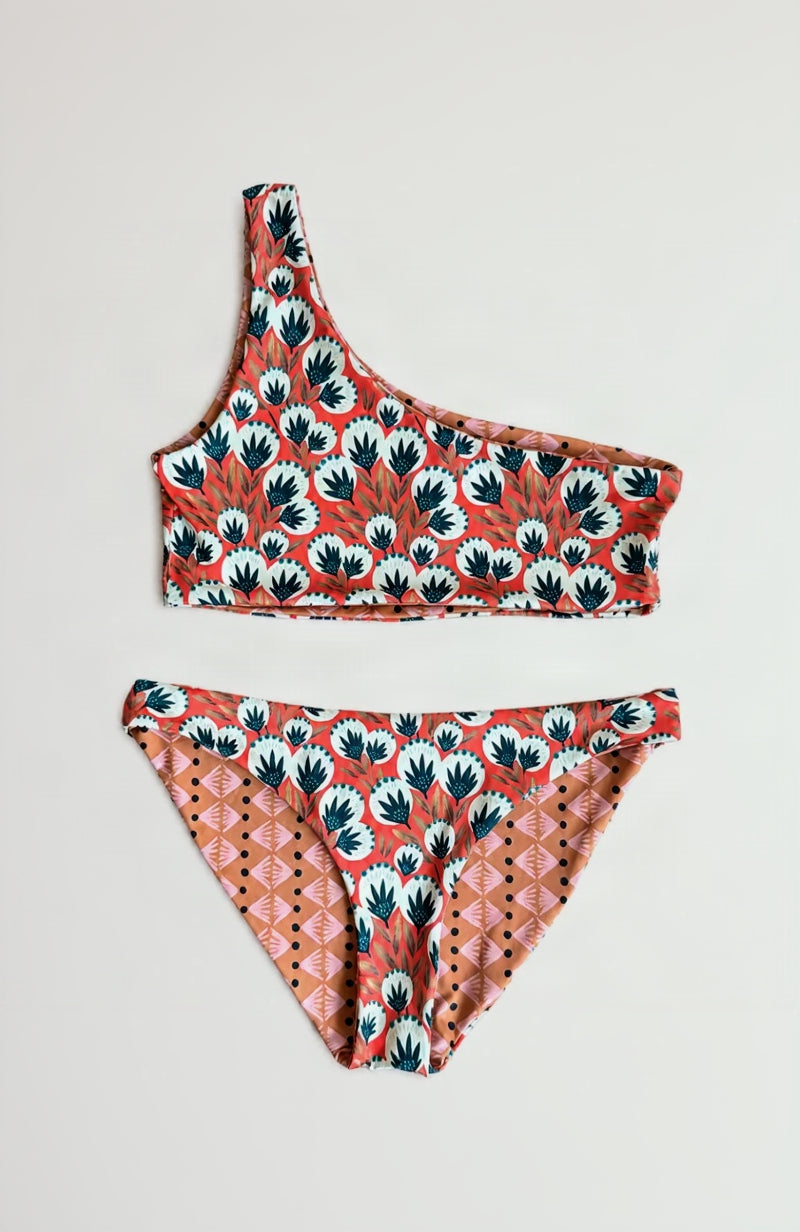 LARA top + BIANCA bottom • Print ámbar + Print oliva