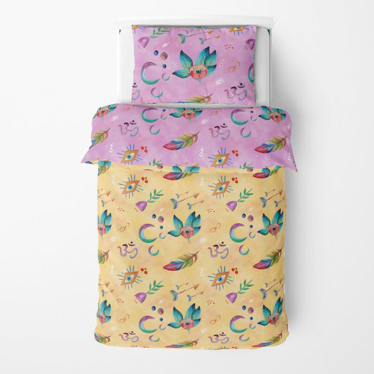 FUNDA DE DUVET CON FUNDA DECORATIVA PARA ALMOHADA místico amarillo/rosa