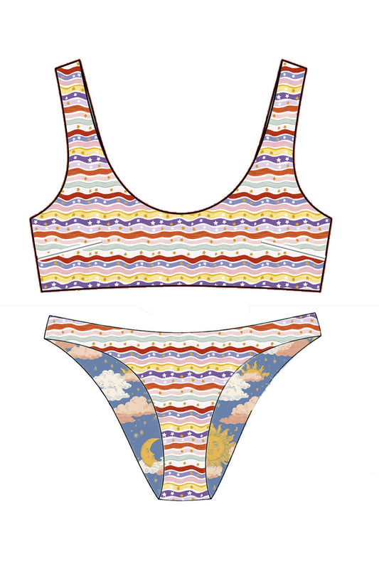 LARA top + BIANCA bottom • Print ámbar + Print oliva
