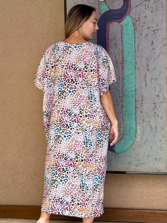 VESTIDO OVERSIZE animal print beige